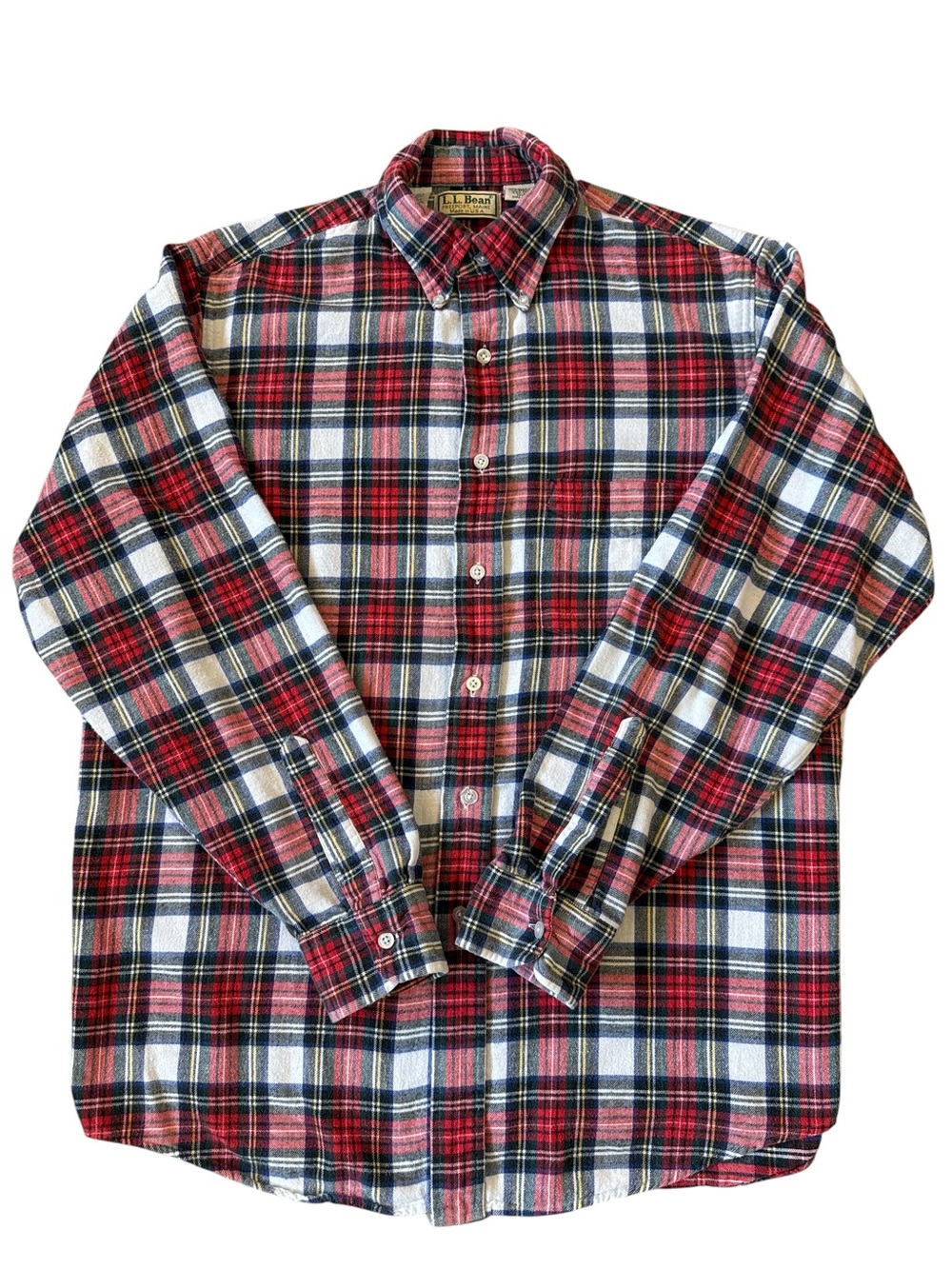 Vintage 90s L.L.Bean Made USA Plaid Flannel Shirt Mens Medium Red Blue Cotton